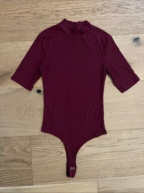 Aria Burgundy Mock-Neck Kids One-Piece Bodysuit